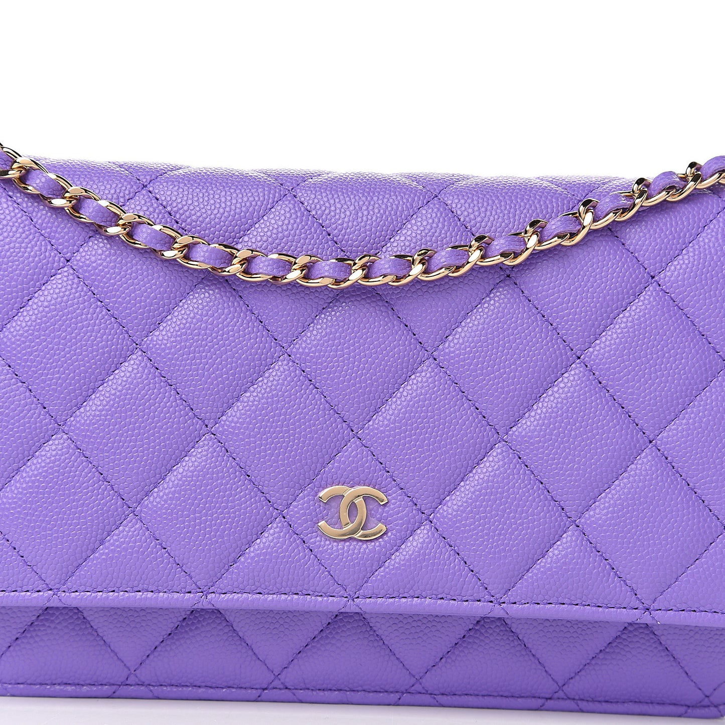 Caviar Quilted Wallet On Chain WOC Purple