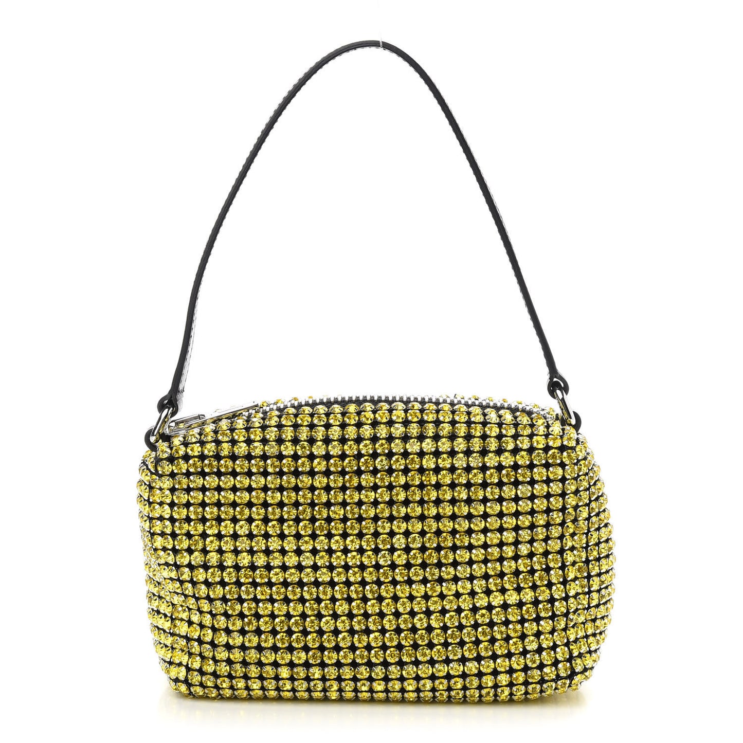 Mesh Crystal Rhinestone Mini Heiress Pouch Lemon