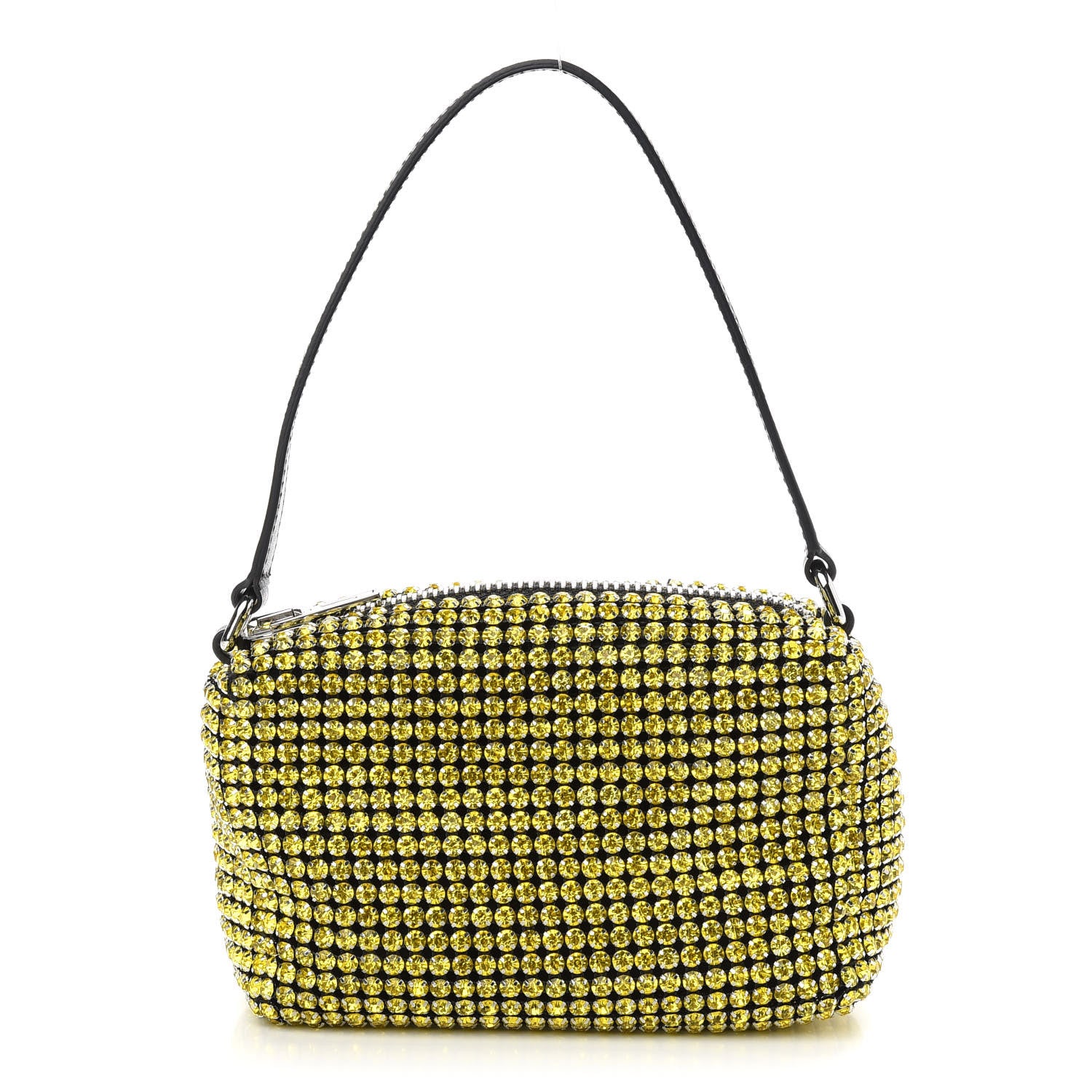 Alexander Wang Mesh Crystal Rhinestone Mini Heiress Pouch Lemon 1 of 9