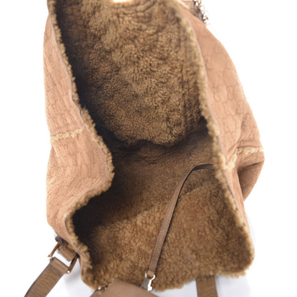 Gucci Suede Shearling Guccissima Large Jolicoeur Tote Tan 5 of 15