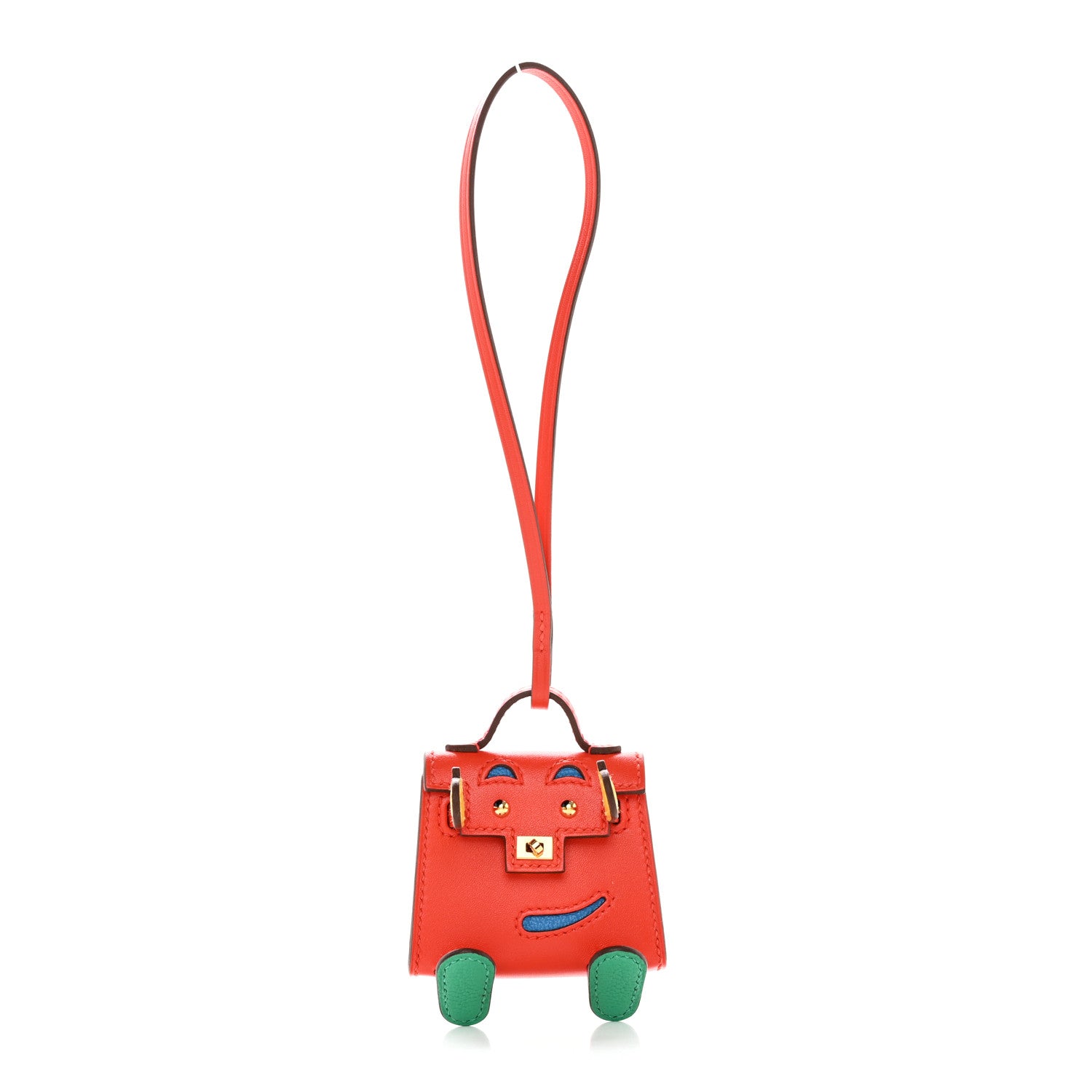 Hermes Tadelakt Chevre Mysore Kelly Quelle Idole Bag Charm Capucine Jaune De Naples Vert Vertigo Zanzibar 1 of 6