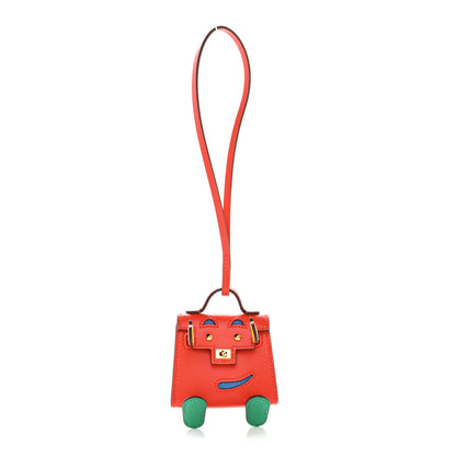 Hermes Tadelakt Chevre Mysore Kelly Quelle Idole Bag Charm Capucine Jaune De Naples Vert Vertigo Zanzibar 1 of 6