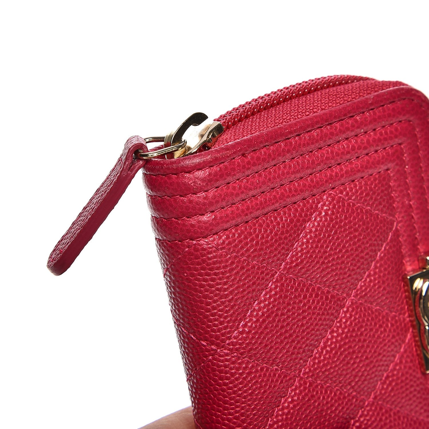 Chanel Caviar Quilted Boy Zip Around Coin Purse Wallet Fuchsia 8 of 10