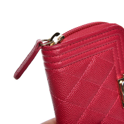 Chanel Caviar Quilted Boy Zip Around Coin Purse Wallet Fuchsia 8 of 10