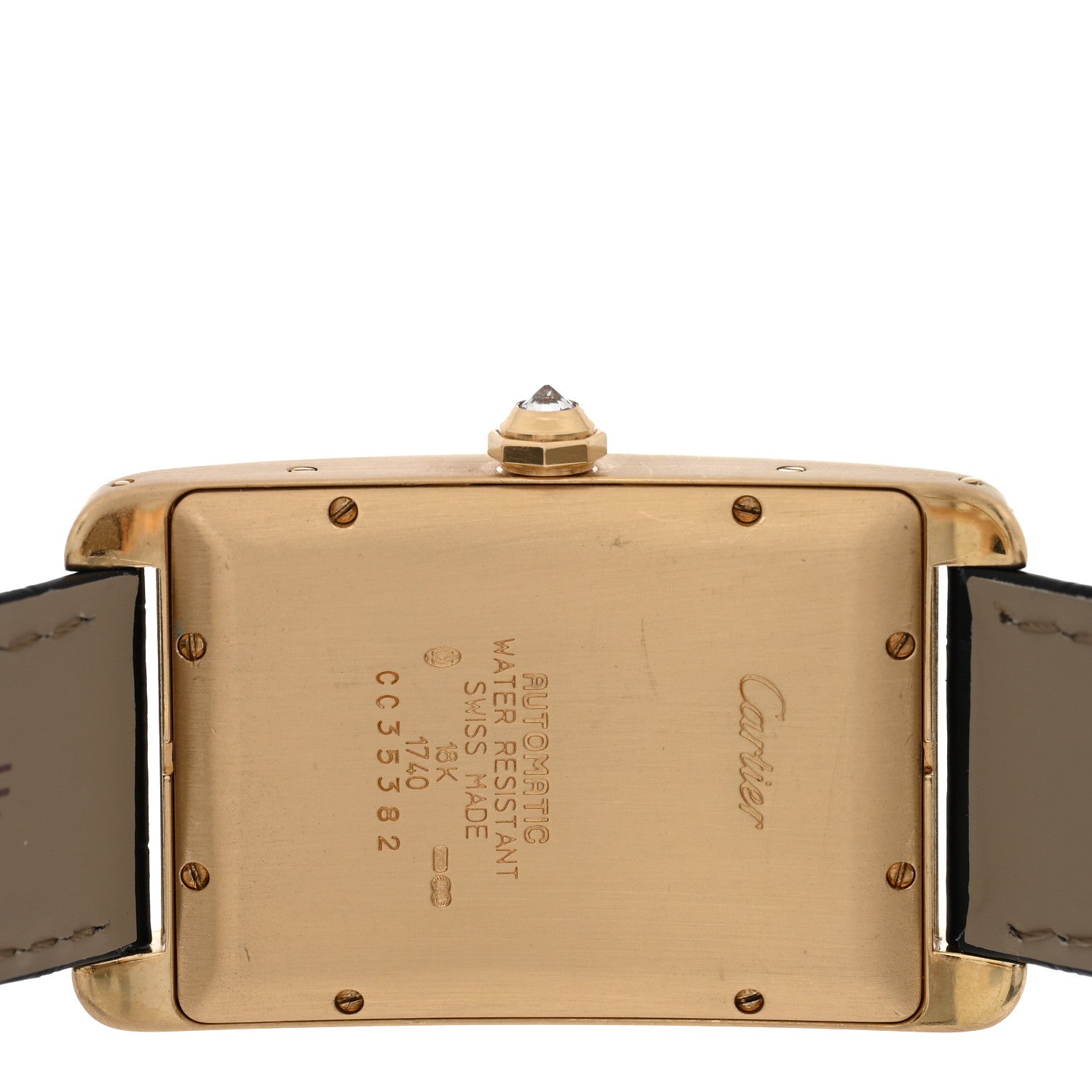 Cartier 18K Yellow Gold Alligator Diamond Bezel 26mm Tank Americaine Automatic Watch 4 of 5