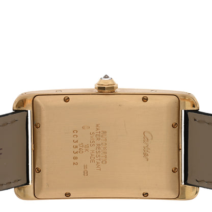 Cartier 18K Yellow Gold Alligator Diamond Bezel 26mm Tank Americaine Automatic Watch 4 of 5