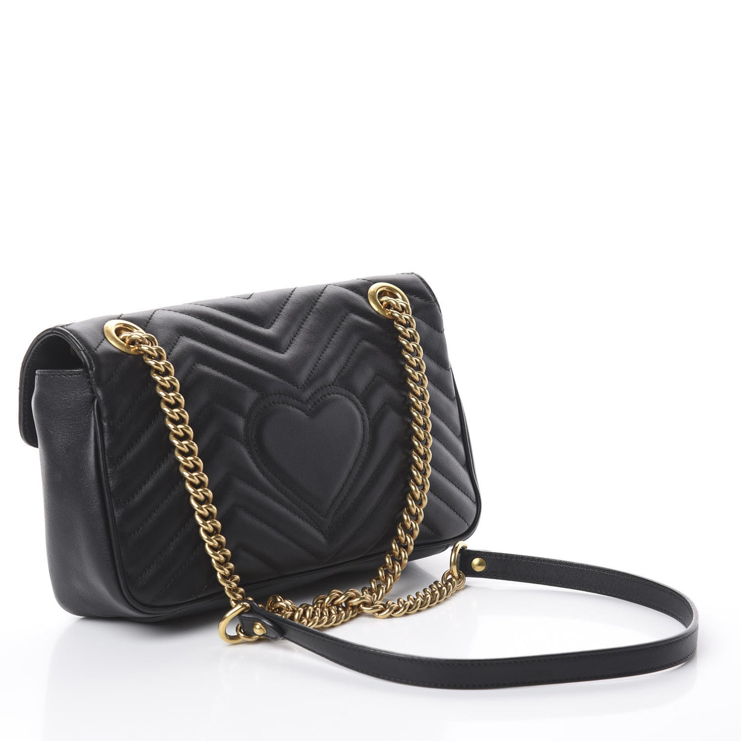 Calfskin Matelasse Small GG Marmont Shoulder Bag Black
