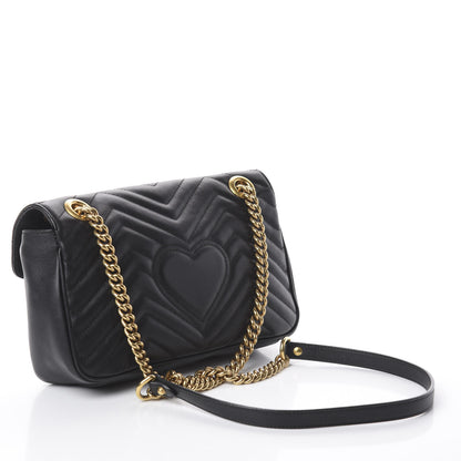 Gucci Calfskin Matelasse Small GG Marmont Shoulder Bag Black 2 of 8