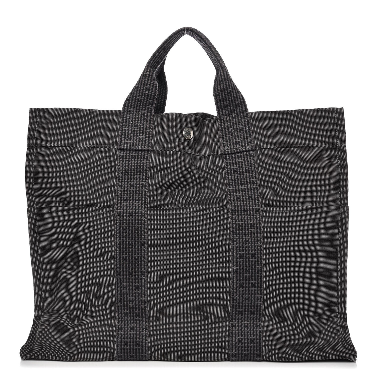 Hermes Toile Fourre Tout MM Grey Black 1 of 7