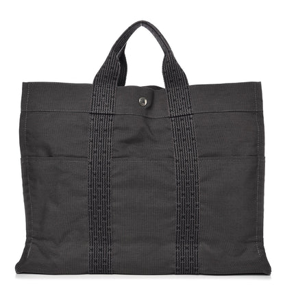 Hermes Toile Fourre Tout MM Grey Black 1 of 7