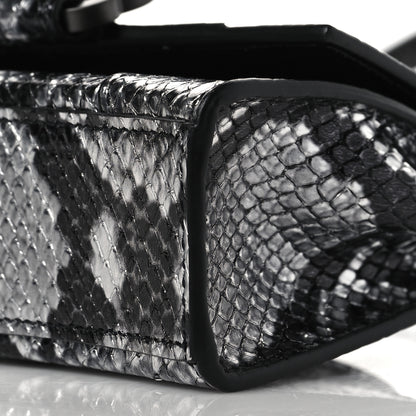 Balenciaga Shiny Calfskin Python Effect Hourglass Top Handle Bag Mini Silver Black 9 of 9