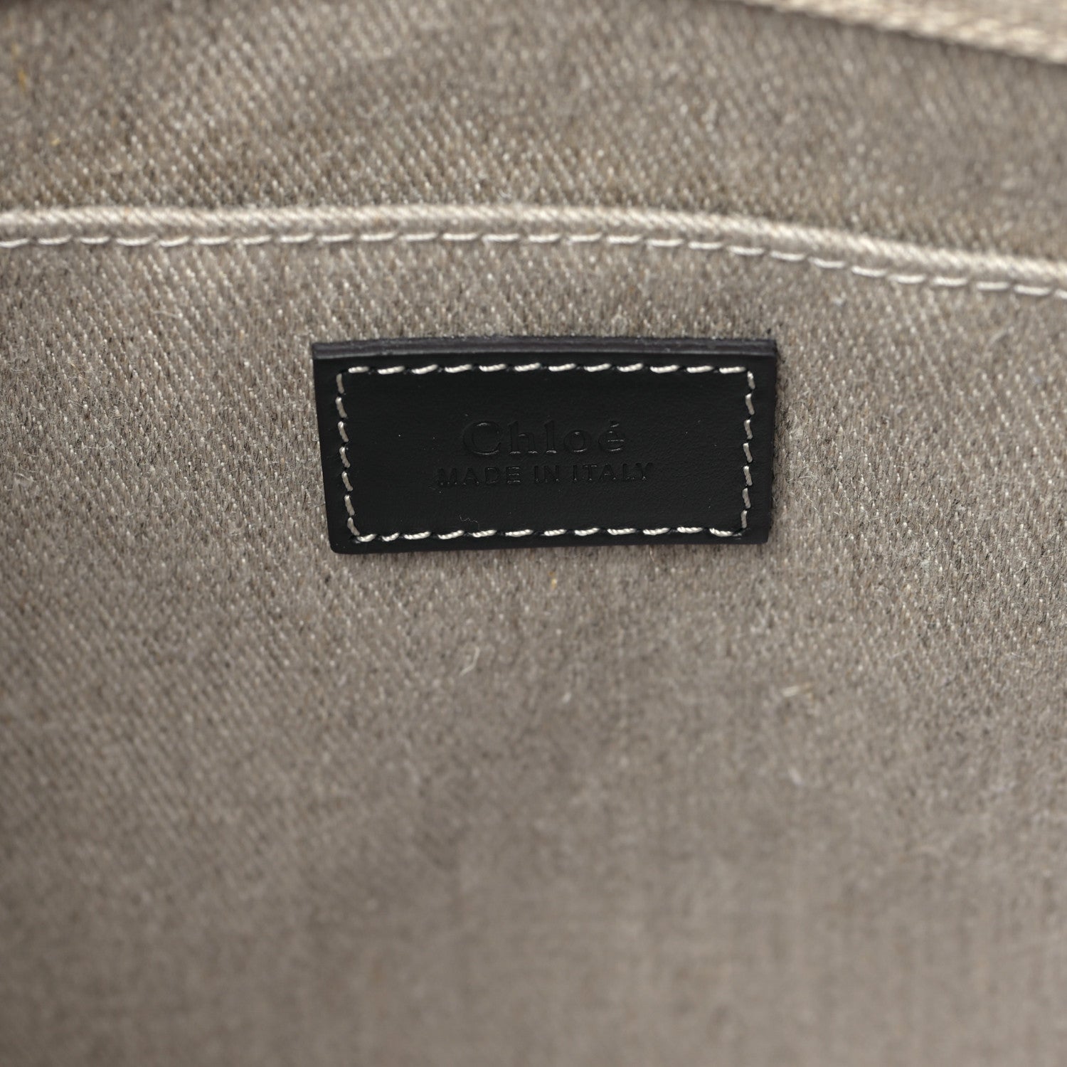 Chloe Linen Calfskin Medium Woody Ribbon Tote White Black 6 of 8