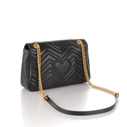 Gucci Calfskin Matelasse Medium GG Marmont Shoulder Bag Black 3 of 6
