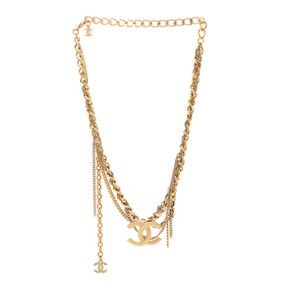 Chanel Metal Chain Link CC Multi Strand Choker Necklace Gold 3 of 6