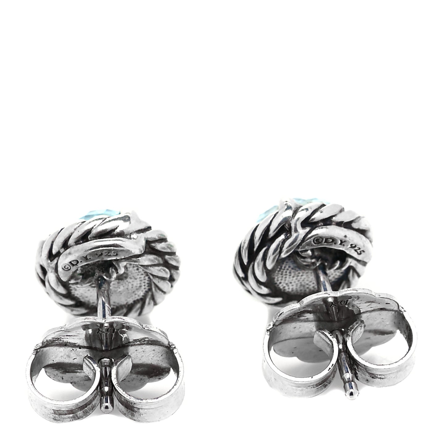 Sterling Silver Blue Topaz 8mm Chatelaine Earrings