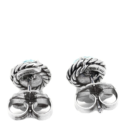 David Yurman Sterling Silver Blue Topaz 8mm Chatelaine Earrings 3 of 5