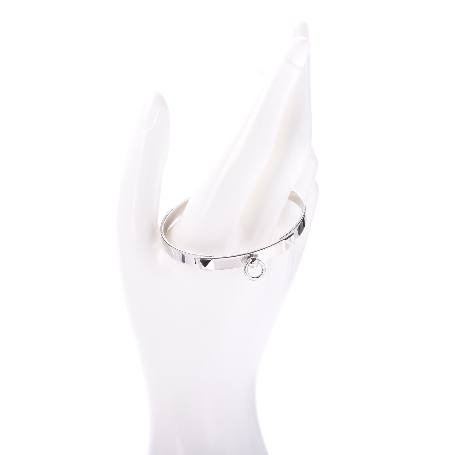 Hermes 18K White Gold PM Collier De Chien Bracelet SH 2 of 4