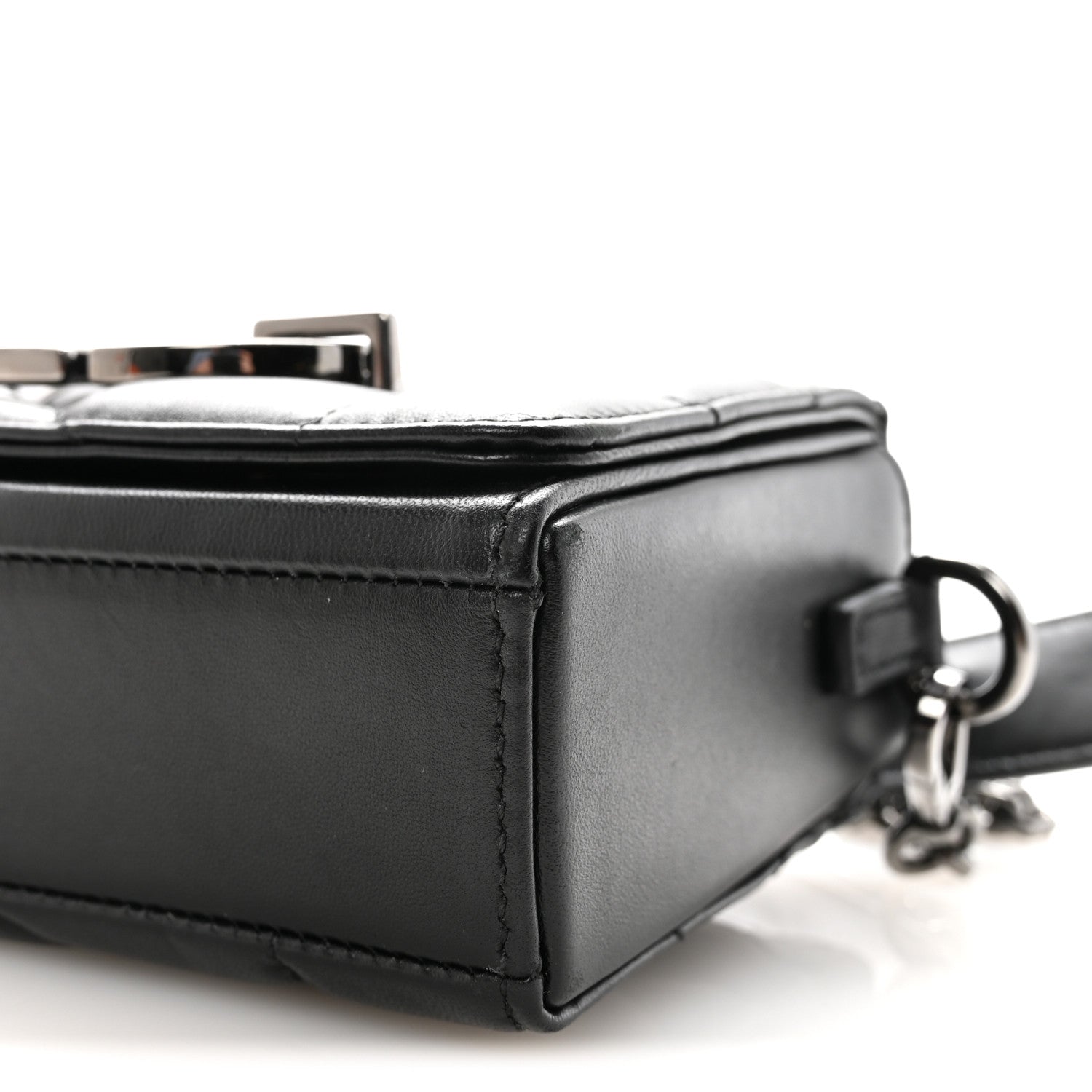 Christian Dior Lambskin Maxi Cannage Small 30 Montaigne Chain Top Handle Bag Black 9 of 10