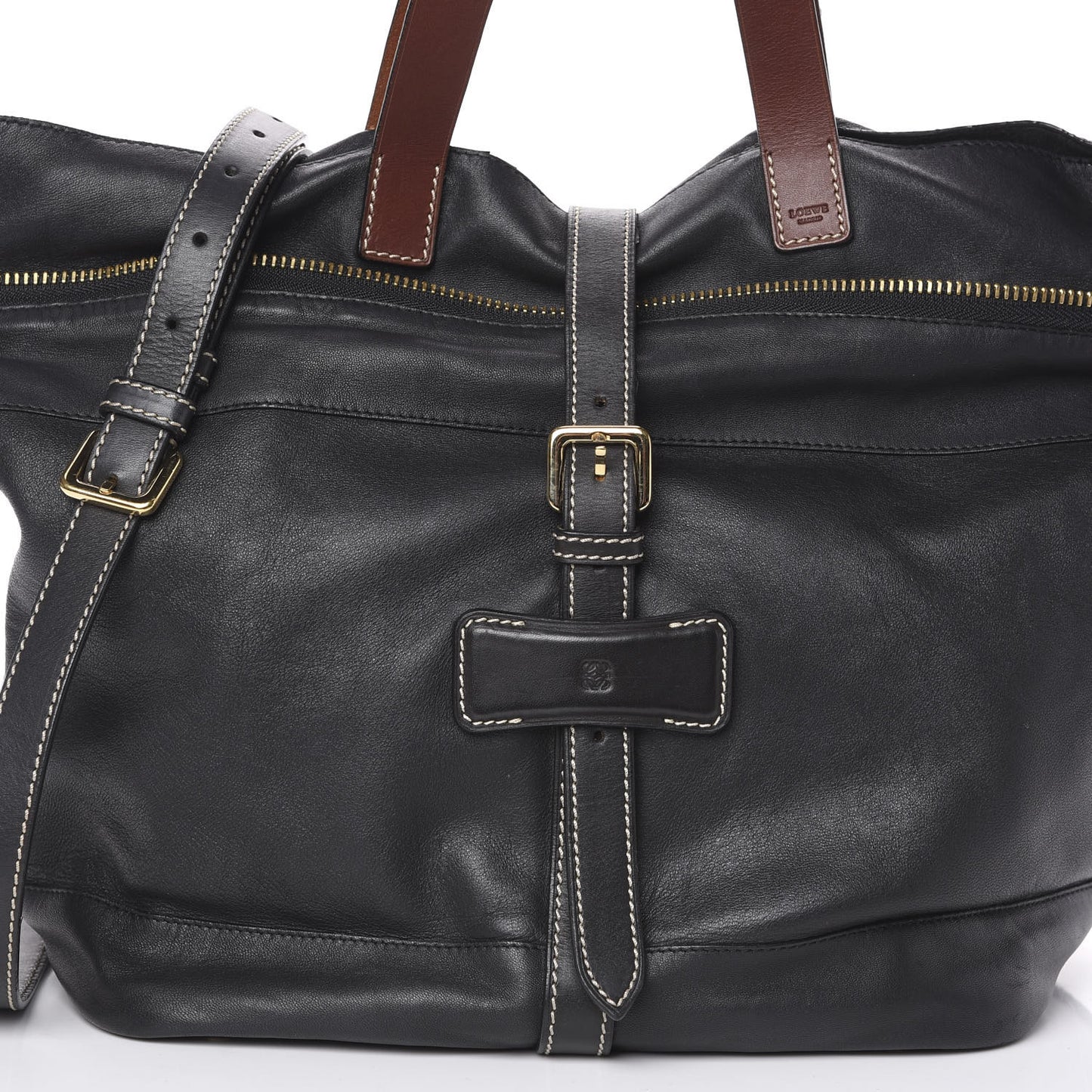 Lambskin Satchel Black Tan