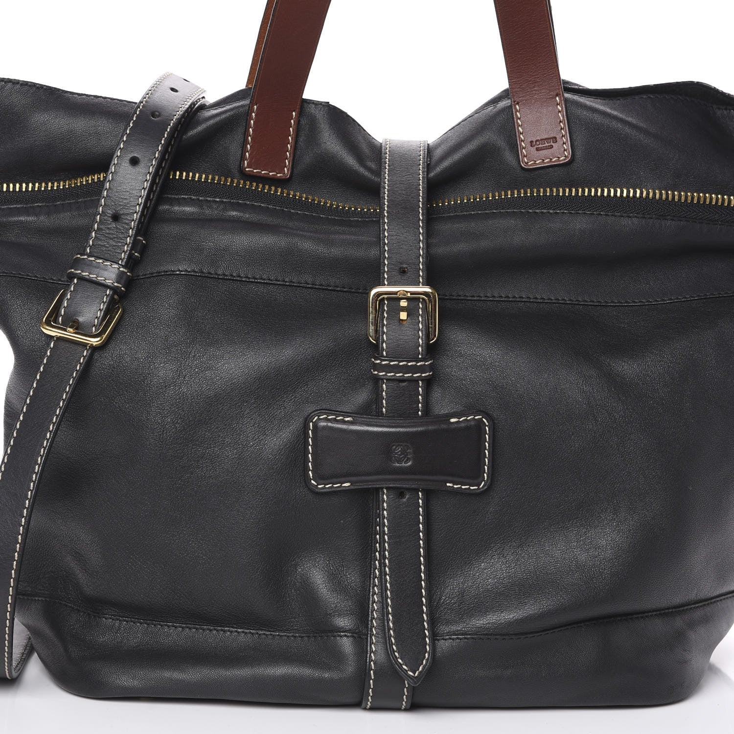 Loewe Lambskin Satchel Black Tan 9 of 15