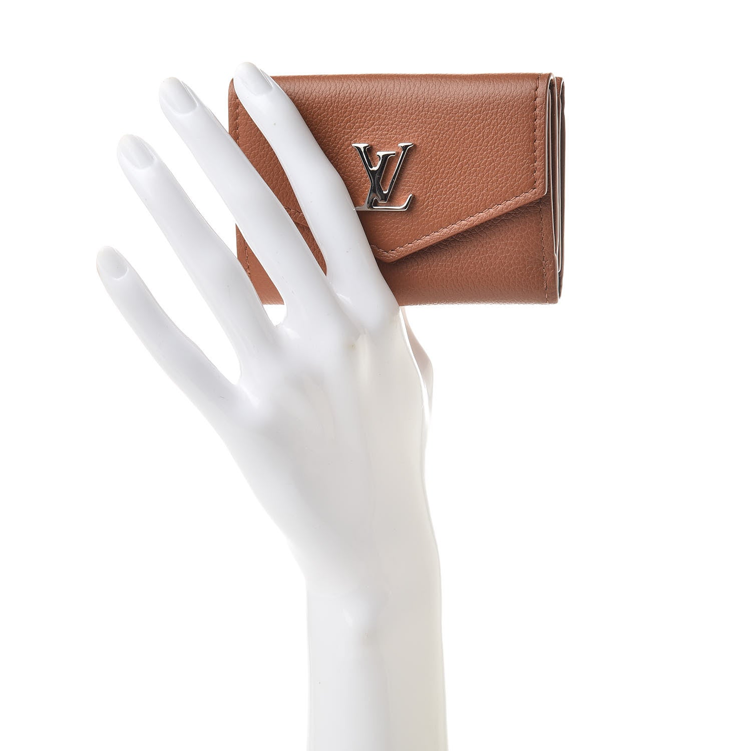 Louis Vuitton Calfskin Lockmini Wallet Caramel 2 of 8