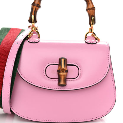 Gucci Boarded Dyana Lux Calfskin Web Mini Bamboo 1947 Top Handle Bag Nice Pink 7 of 9