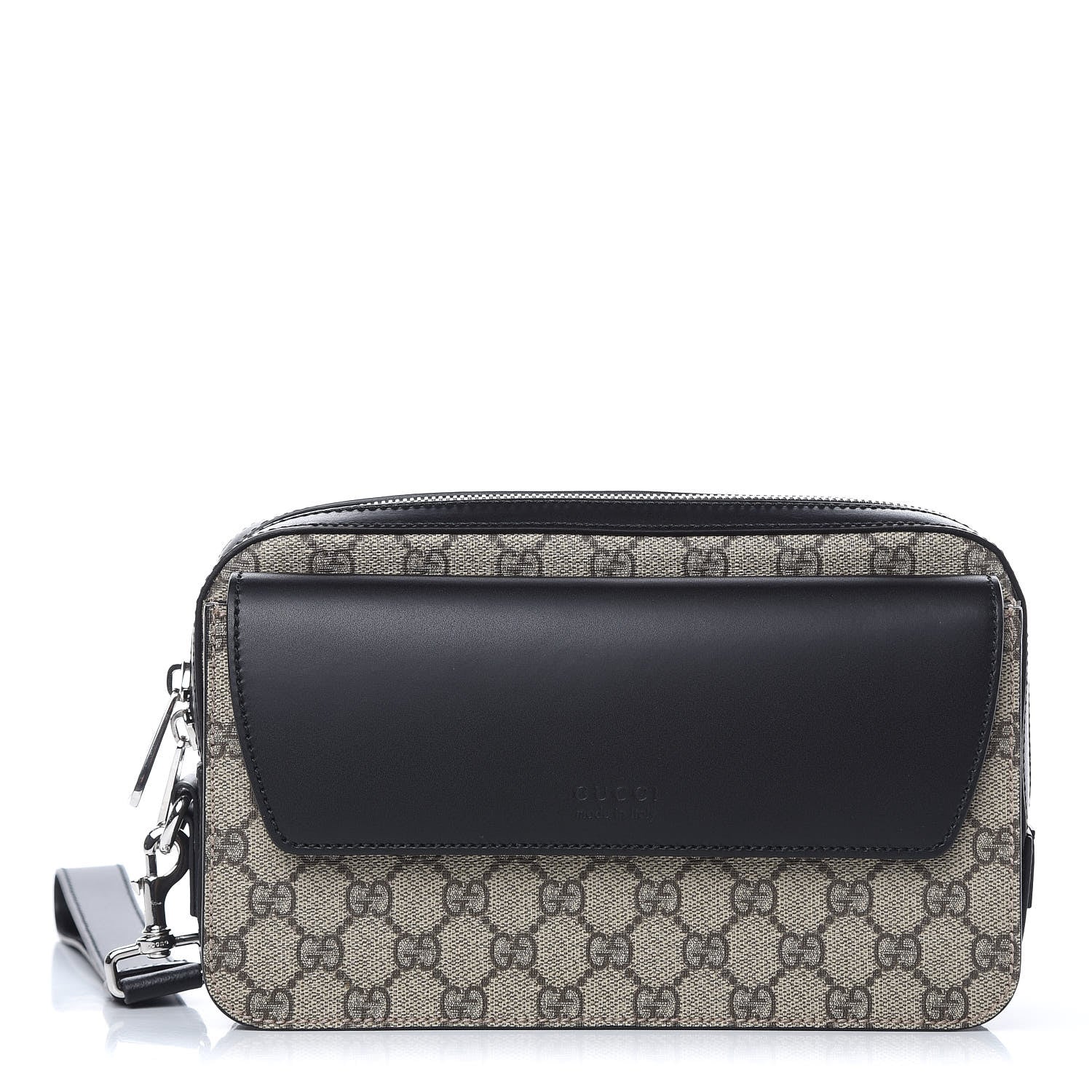 Gucci GG Supreme Monogram Mens Eden Wristlet Black 1 of 10