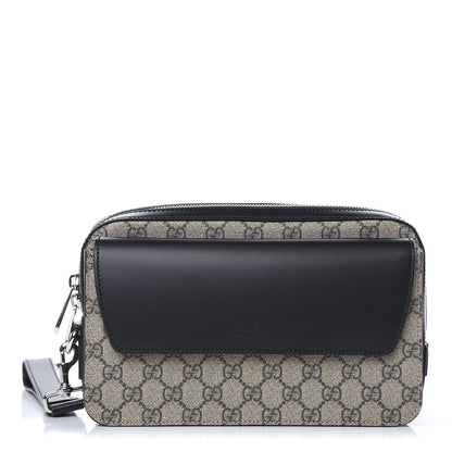 Gucci GG Supreme Monogram Mens Eden Wristlet Black 1 of 10