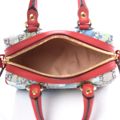 Gucci GG Supreme Monogram Blooms Mini Boston Navy Blue Hibiscus 5 of 10