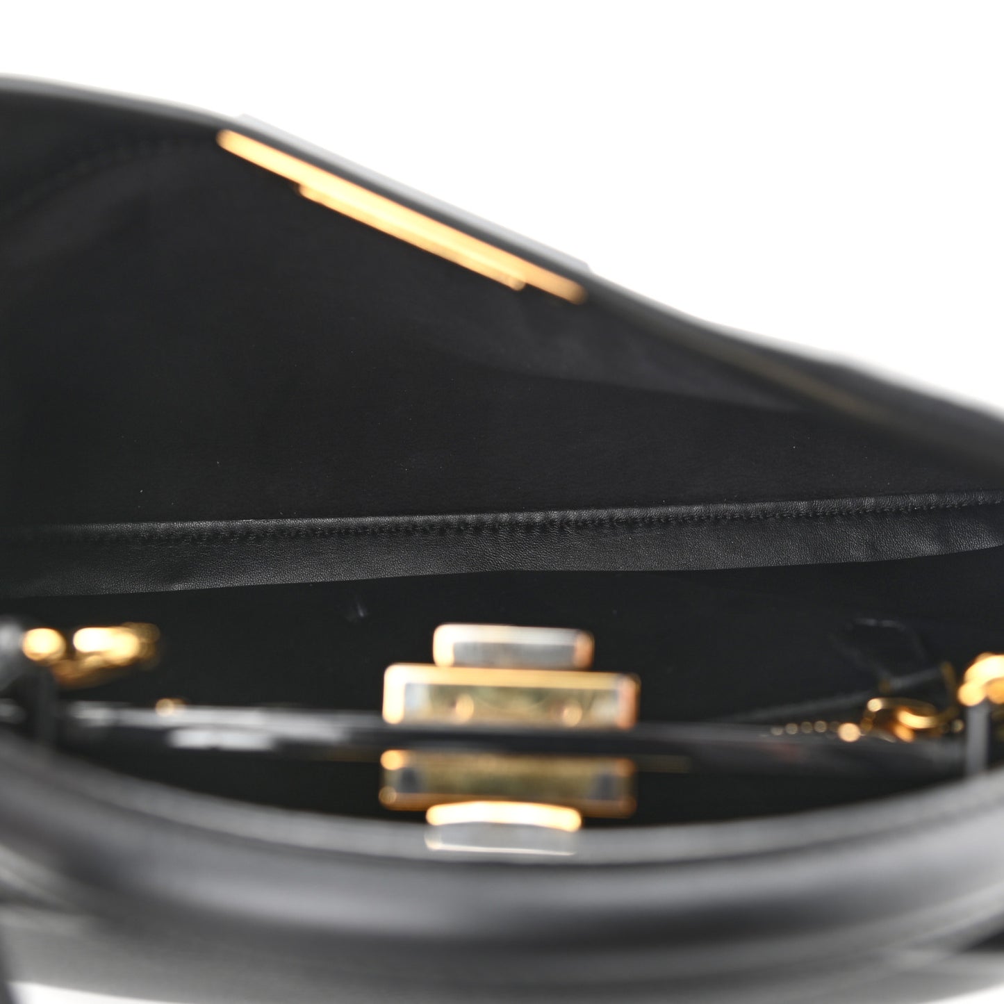 Vitello Seta Shiny Nappa Medium Peekaboo Iconic Satchel Black