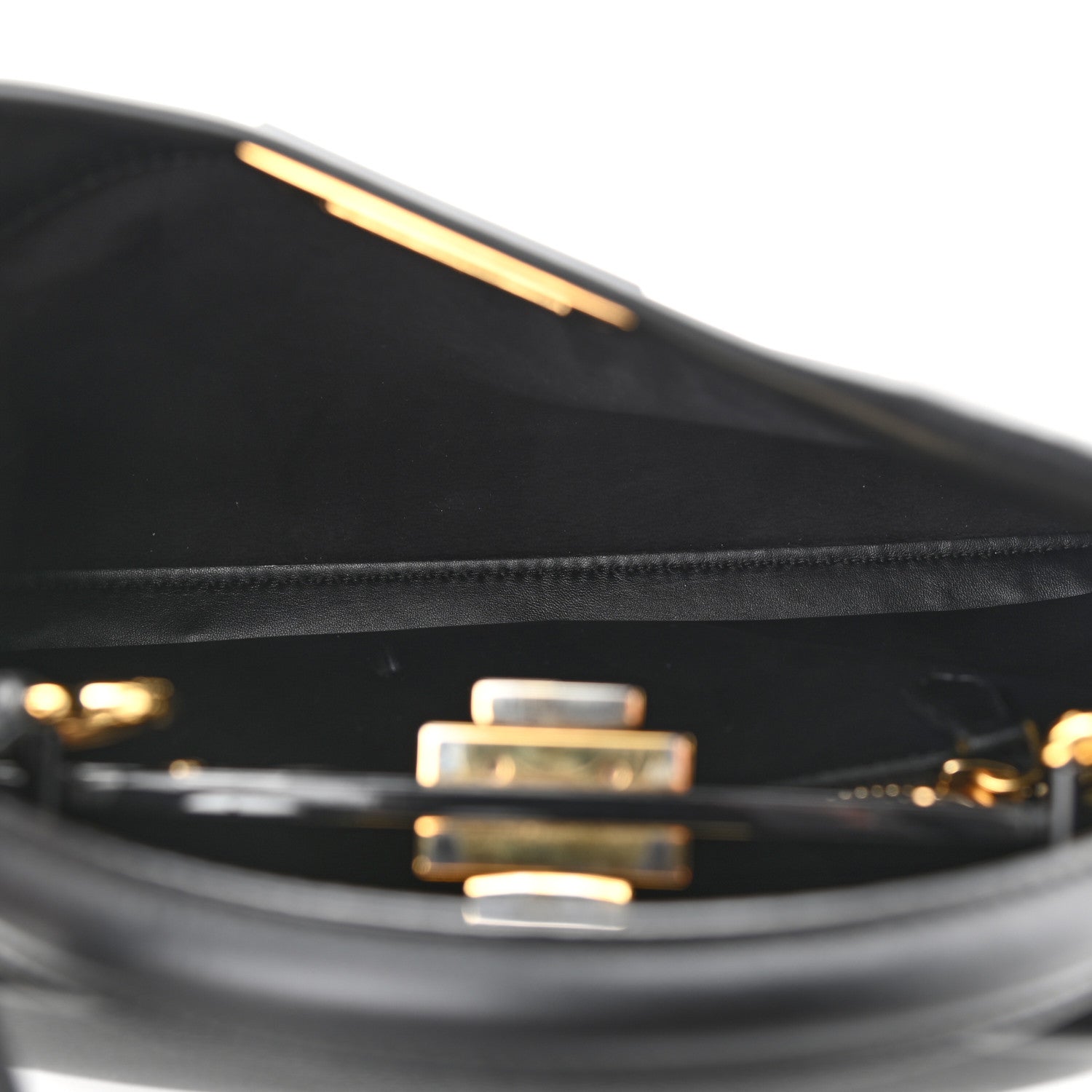 Fendi Vitello Seta Shiny Nappa Medium Peekaboo Iconic Satchel Black 6 of 10