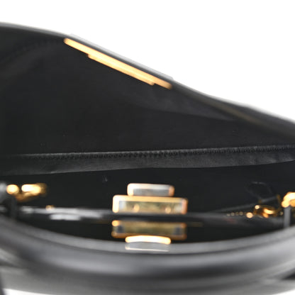 Fendi Vitello Seta Shiny Nappa Medium Peekaboo Iconic Satchel Black 6 of 10