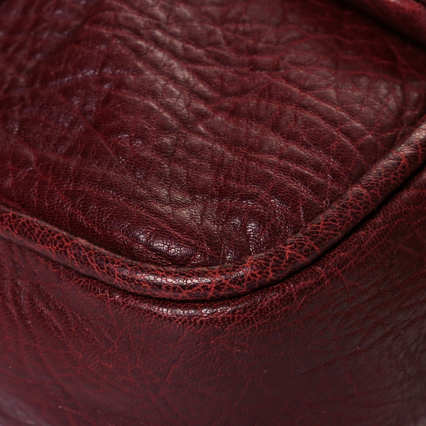 Distressed Lambskin Lady Braid Flap Burgundy