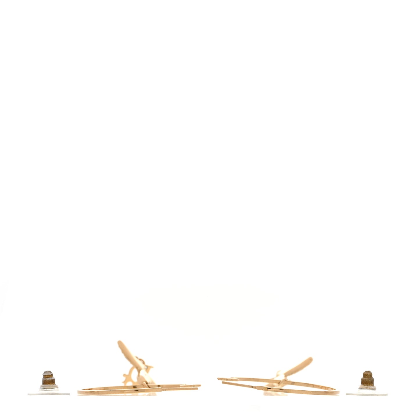 Metal Crystal Butterfly Logo Hoop Earrings Gold