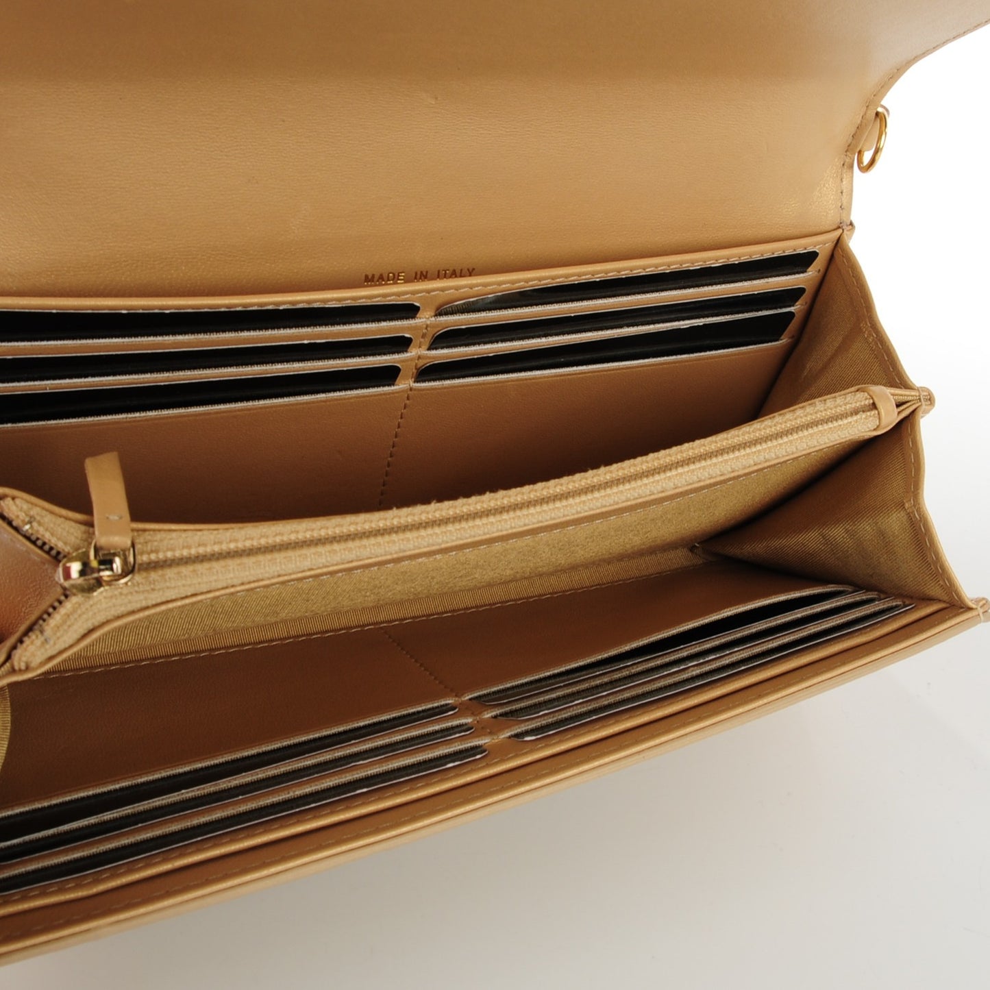 Metallic Galuchat Stingray Lambskin Boy Wallet With Removable Chain Gold