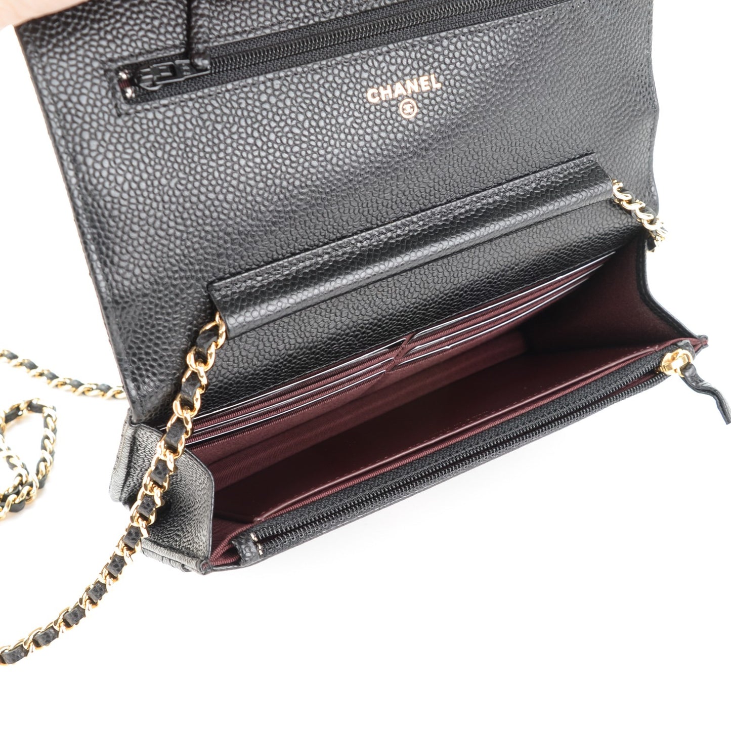 Caviar Quilted Wallet On Chain WOC Black