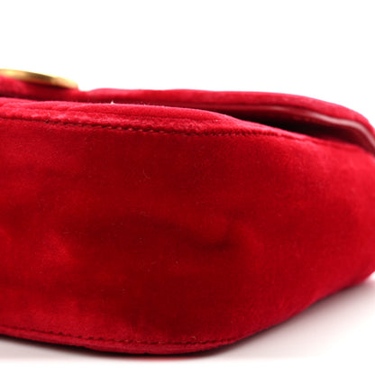 Gucci Velvet Matelasse Mini GG Marmont Shoulder Bag Hibiscus Red 10 of 10