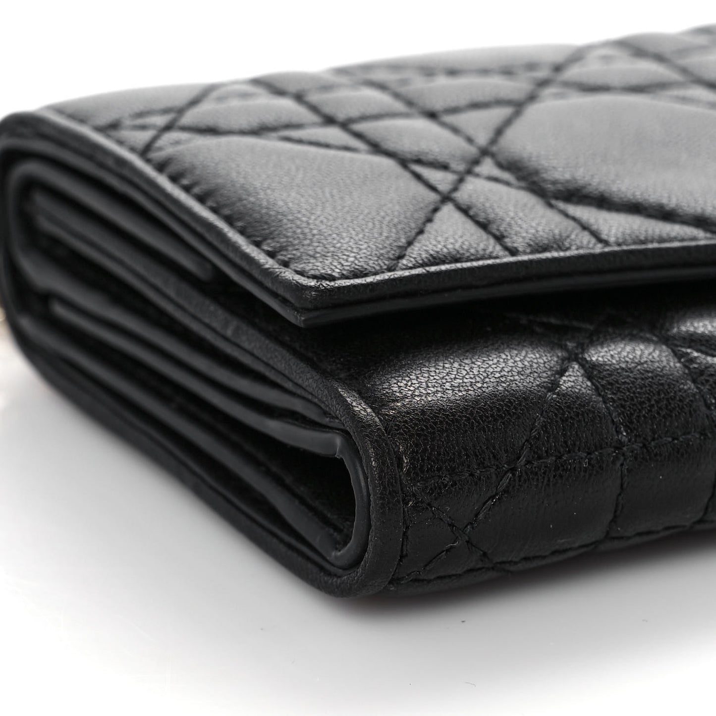 Lambskin Cannage Lady Dior Lotus Wallet Black