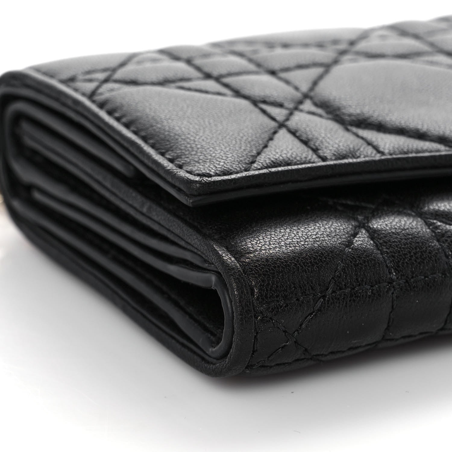 Christian Dior Lambskin Cannage Lady Dior Lotus Wallet Black 8 of 10