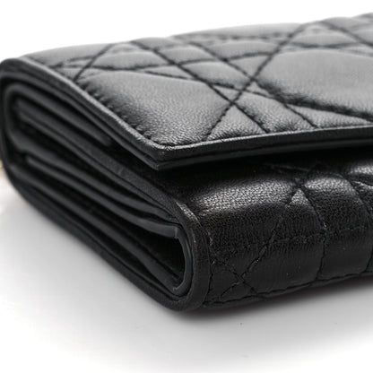 Christian Dior Lambskin Cannage Lady Dior Lotus Wallet Black 8 of 10