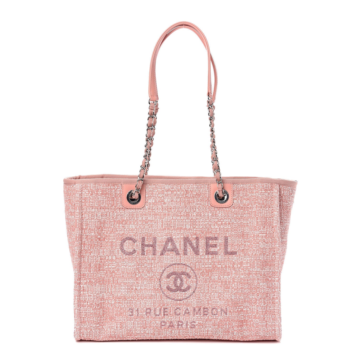 Chanel Canvas Small Deauville Tote Pink 1 of 11