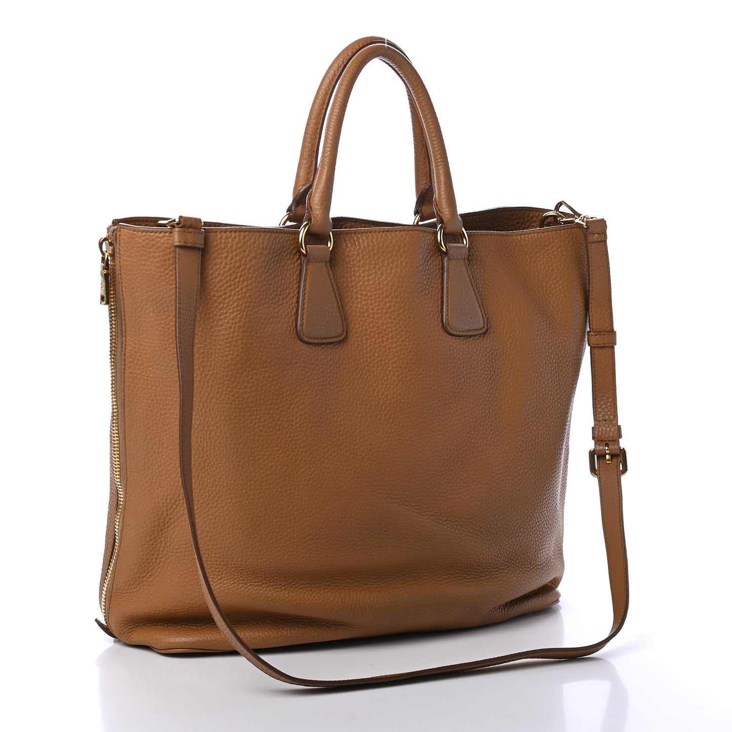 Vitello Daino Side Zip Tote Cannella