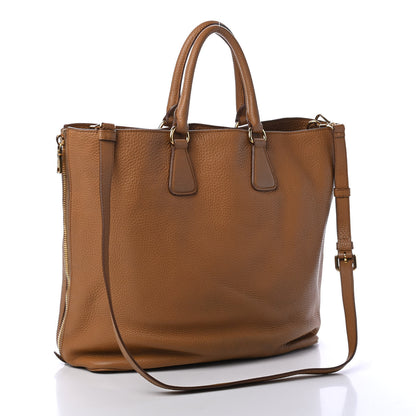 Prada Vitello Daino Side Zip Tote Cannella 2 of 5