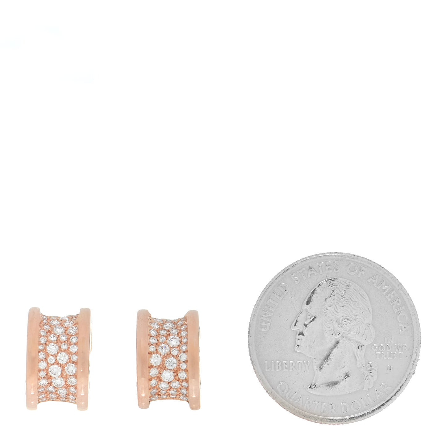 18K Rose Gold Diamond B.Zero1 Huggie Earrings
