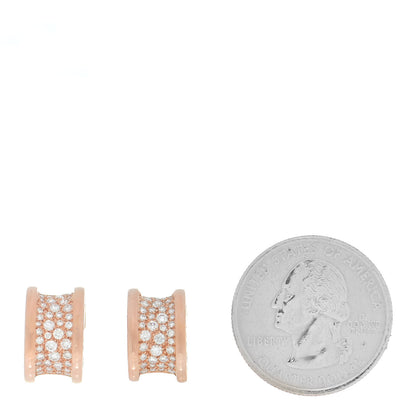 Bulgari 18K Rose Gold Diamond B.Zero1 Huggie Earrings 2 of 5