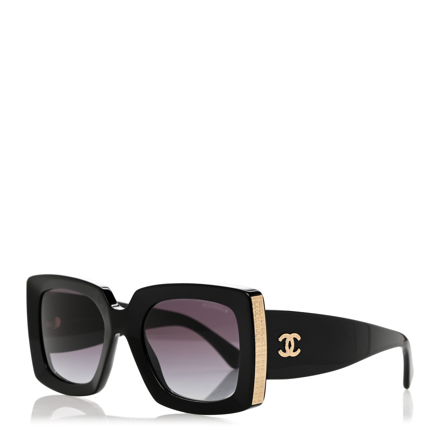 Chanel Acetate Rectangle Sunglasses 5435 Black 1 of 8
