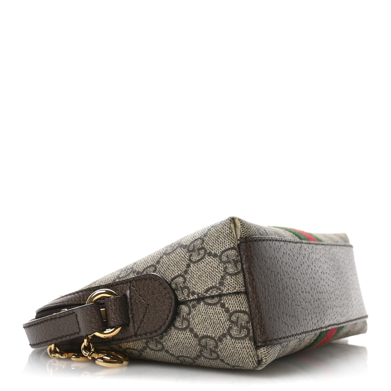 Gucci GG Supreme Monogram Textured Dollar Calfskin Web Small Ophidia Dome Shoulder Bag Beige Ebony New Acero 4 of 11
