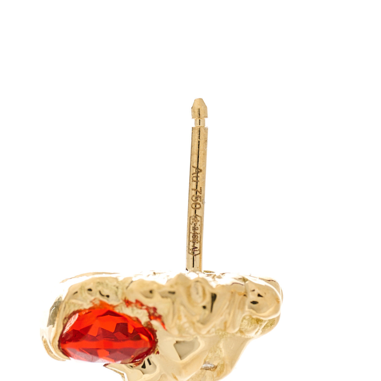 18K Yellow Gold Diamond Fire Opal Lion Head Stud Earrings