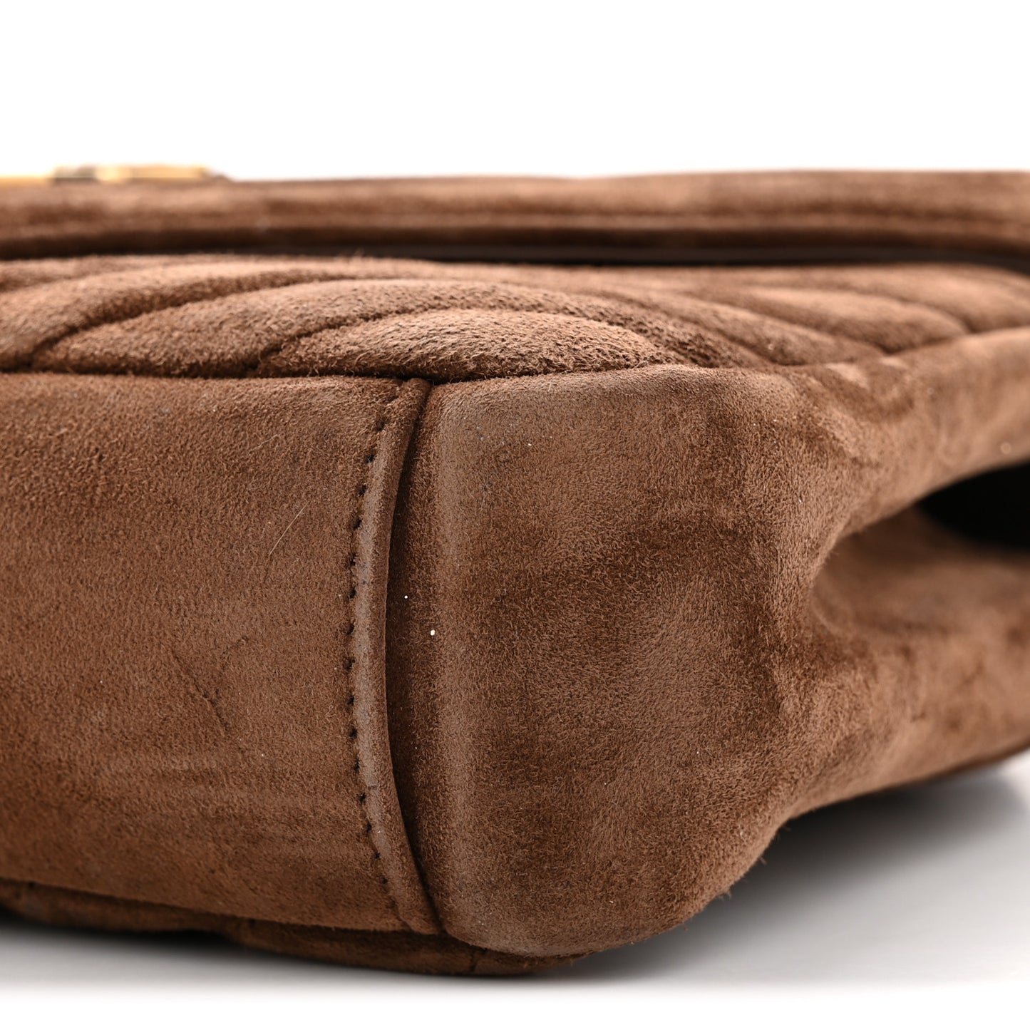 Suede Matelasse Chevron Monogram Medium College Bag Bark Brown