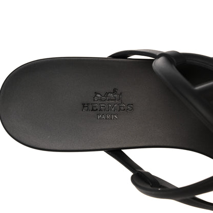 Hermes Rubber Womens Egerie Sandals 39 Black 7 of 9